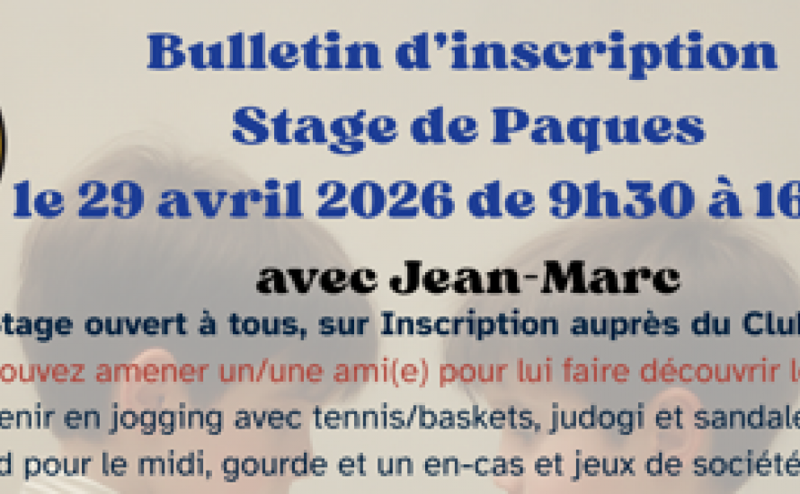 STAGE VACANCES DE PAQUES 2026